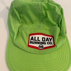 All Day Running Co. Neon Green Running Hat .. Light Weight great for working out